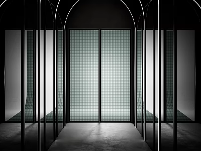 Modern partition Changhong glass door glass partition 3d model