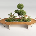 Stylish Outdoor Chair In Garden Setting With Green Plants Small Trees And Round Tables
