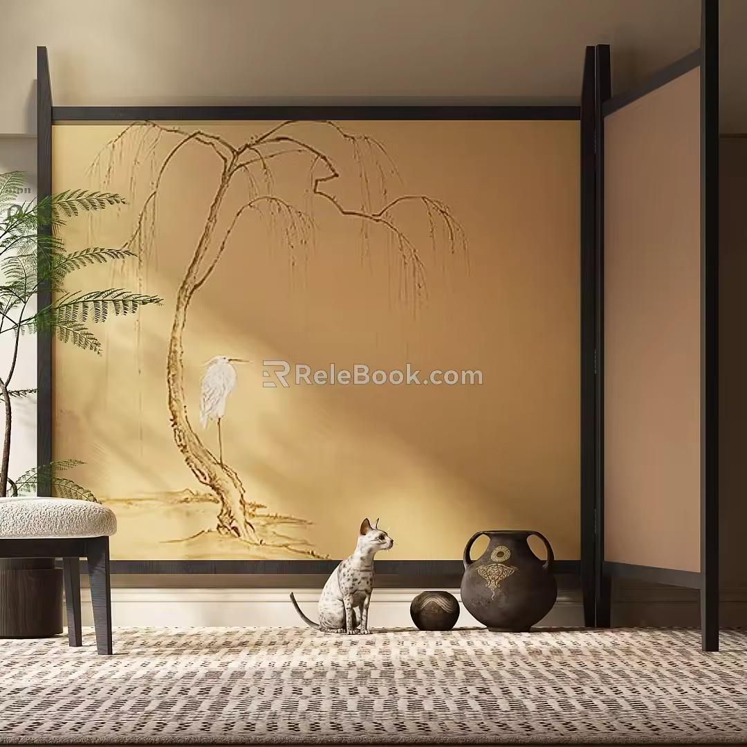 New Chinese Style Screen Song's Aesthetics Screen 3d model