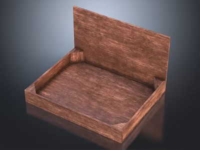 Wooden Decorative Ornament Set With Open Storage Box And Natural Wood Texture 3d model