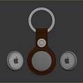 Brown Leather Keychain With Round Ring And Metal Accent Small Decorative Attachments