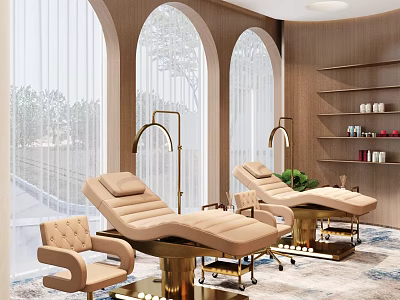 Premium Adjustable Upholstered Massage Bed With Golden Metal Base For Upscale Beauty Spa Treatment Rooms 3d model