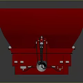 Red Agricultural Broadcast Spreader With Wheeled Base And Metal Container Structure 3d model