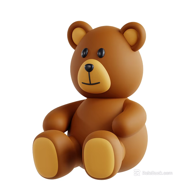 Brown Plush Teddy Bear Stuffed Toy with Cute Sitting Position and Soft Material 3d model