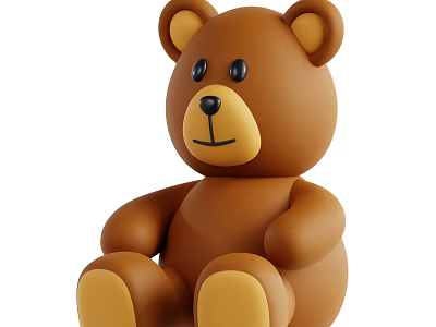 Brown Plush Teddy Bear Stuffed Toy with Cute Sitting Position and Soft Material 3d model