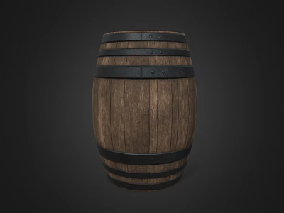 Industrial Wooden Barrel Equipment With Metal Hoops And Wooden Staves 3d model
