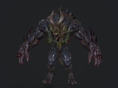 Fantasy Monster Creature With Spiked Horns Muscular Limbs And Menacing 3D Design 3d model