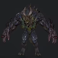 Fantasy Monster Creature With Spiked Horns Muscular Limbs And Menacing 3D Design