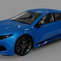 Blue Modern Sports Car With Streamlined Body Design And Stylish Wheels