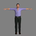 Man Standing in Purple Shirt and Black Pants with Arms Outstretched