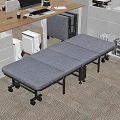 Comfortable Gray Foldable Sofa Bed In Modern Office Workspace Near Desk And Cabinets
