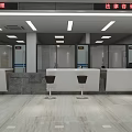 Spacious Service Hall Interior With Reception Desk Waiting Seats And Bright Lighting