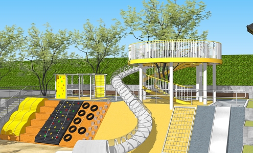 Style Tree House Children's Park Slide 3d model