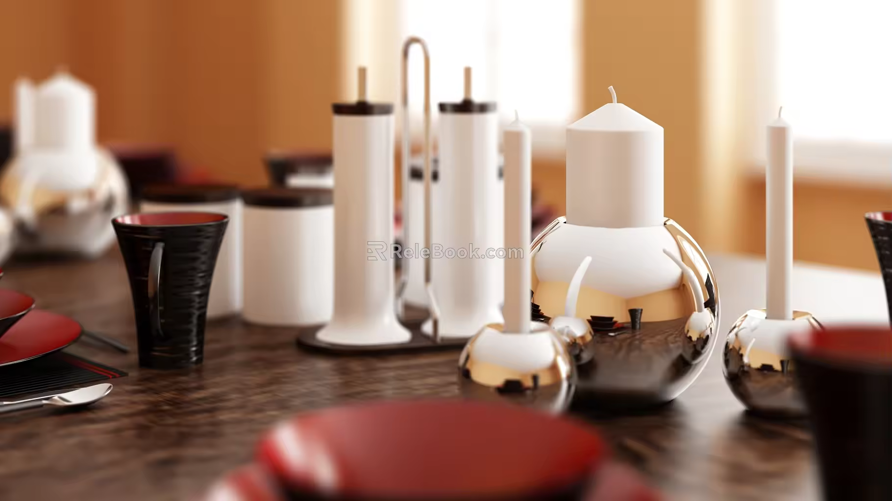 Modern Candlestick Dining Table Corner 3d model