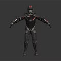Modern Combat Weapon Armor With Black Red Accents And Mechanical Structure 3d model