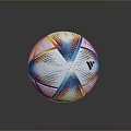 Vibrant White Soccer Ball With Blue Red Yellow Geometric Patterns And Brand Logo
