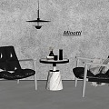 Modern Casual Table and Chair Casual Chair Round Vase Ornaments 3d model