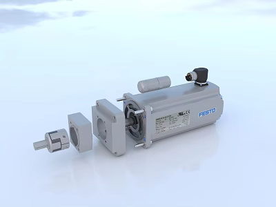 Festo Industrial Pneumatic Cylinder with Precision Design and Metal Construction for Automation Systems 3d model