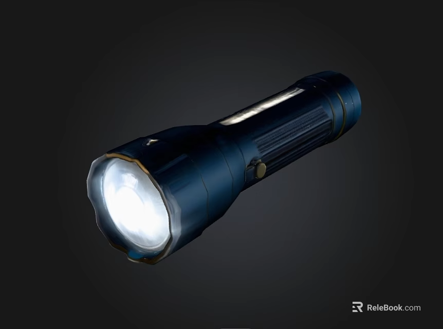 Dark Blue Flashlight With Bright LED Light And Modern Cylindrical Design 3d model 