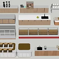 Modern Wooden Display Shelves With Multi Tier Design For Retail Store Showcase