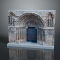 Arched Stone Door With Elaborate Carvings Decorative Columns And Intricate Architectural Details