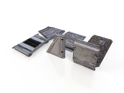 Metal Industrial Equipment Parts Featuring Ventilation Covers With Different Shapes And Holes Design 3d model