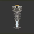 Futuristic Spaceship Model with Sci Fi Design Blue Glowing Elements and Complex Structure