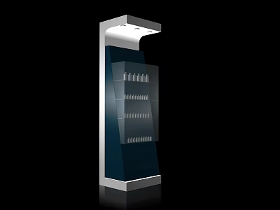 Modern Vertical Illuminated Display Shelf With Multi Tiered Racks And Glass Panels 3d model