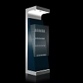 Modern Vertical Illuminated Display Shelf With Multi Tiered Racks And Glass Panels