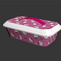 Cute Pink Hello Kitty Pattern Tableware Set With White Lid And Pink Handle 3d model