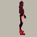 Cartoon Character With Cat Ears Mask And Black Red Stylish Hoodie Outfit