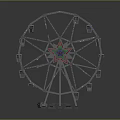 Detailed Ferris Wheel Model With Metal Frame And Colorful Star Center