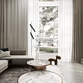 Modern Living Room Interior Design With Sofa Coffee Table TV And Marble Wall