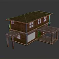 Two Story Red Brick House With Brown Roof Windows And Porch