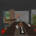 Modern Public Office Space Interior Design With Wooden Bookshelves Desks And Chairs