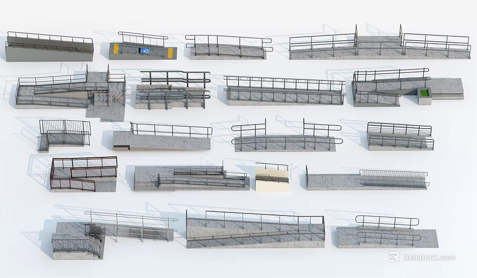 Various Metal Fencing Types With Safety And Decorative Design Features 3d model 