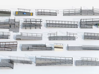 Various Metal Fencing Types With Safety And Decorative Design Features 3d model