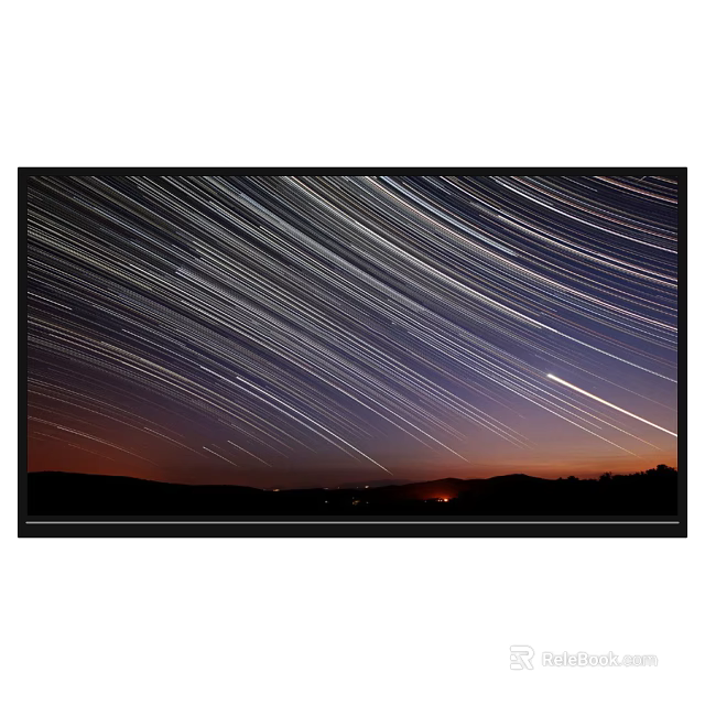 Modern Television Displaying Star Trails Over Night Sky With Distant Lights 3d model 