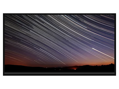 Modern Television Displaying Star Trails Over Night Sky With Distant Lights 3d model