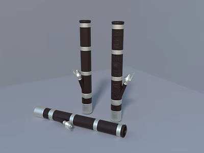 Sturdy Dark Brown Silver Ring Clip Top Cylindrical Paper Towel Holders For Home Use 3d model