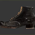 Vintage Black Ankle Boots With Orange Laces Wooden Heel And Handcrafted Sole