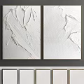 White Abstract Textured Paintings Two Panel Wall Art Decor for Home 3d model