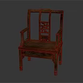 Traditional Wooden Leisure Chair with Carved Patterns on Backrest and Armrests