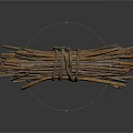 Bundle of Natural Dry Wooden Sticks Tied Securely With Thick Rope