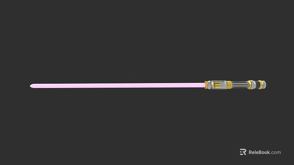Modern Laser Weapon Featuring Pink Beam And Gold Silver Hilt Design 3d model 