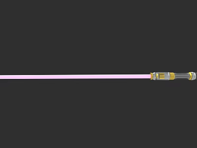 Modern Laser Weapon Featuring Pink Beam And Gold Silver Hilt Design 3d model