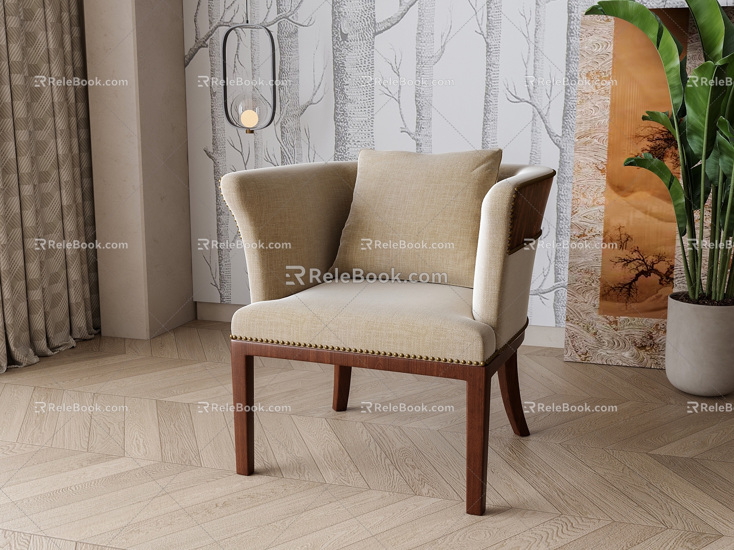 New Chinese Style Single Leisure Chair 3d model