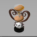Decorative Hourglass With Brown Swirled Stand And White Skull On Black Base
