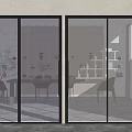 Modern Interior Design With Textured Glass Sliding Doors And Metal Frames