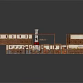 Cartoon Scene Of Wooden Interior With Tables Chairs Railings Stone Floor And Decorative Plants